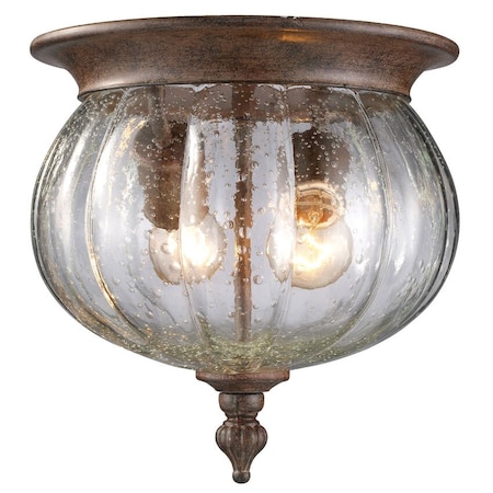 Z-Lite Belmont Outdoor Flush Mount Light, Weathered Bronze And Clear Seedy 516F-WB